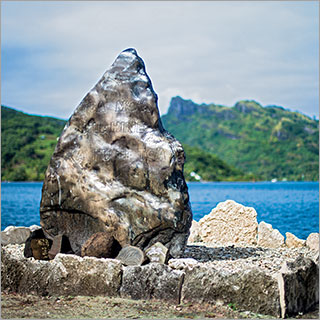 Ancient Marae, or open-air temple, located in Huahine.