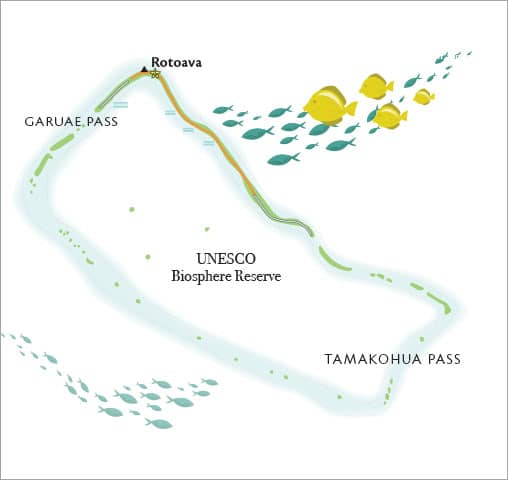 A map of the atoll of Fakarava.