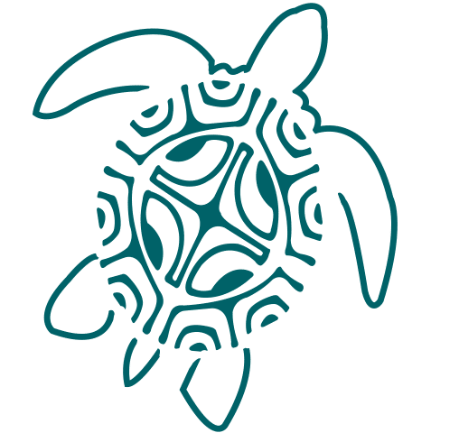 A terrapin turtle design in ocean-blue.
