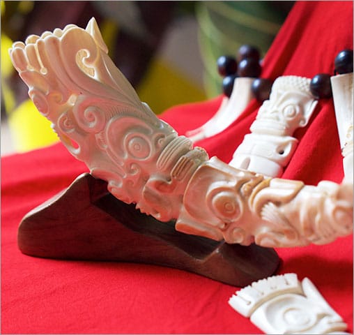 A traditional Polynesian bone carving.