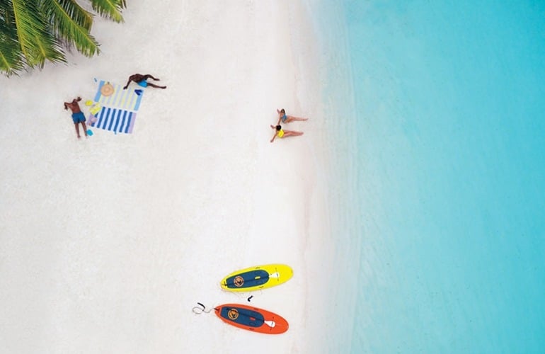 Aerial photo people on a beach