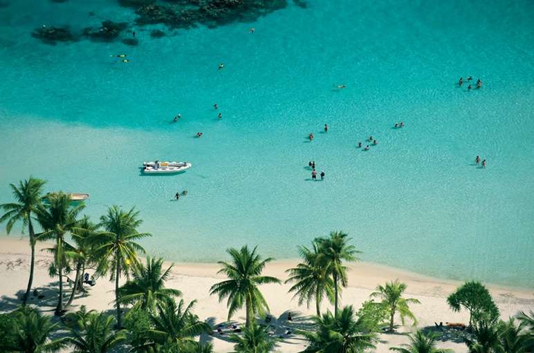 aerial view of bora bora beach