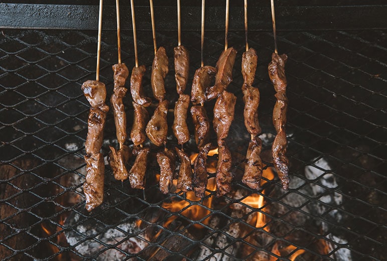 Grilled meat on stick