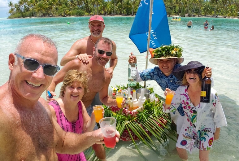 Private Island Tahiti Motu Mahana Floating Bar with Friends