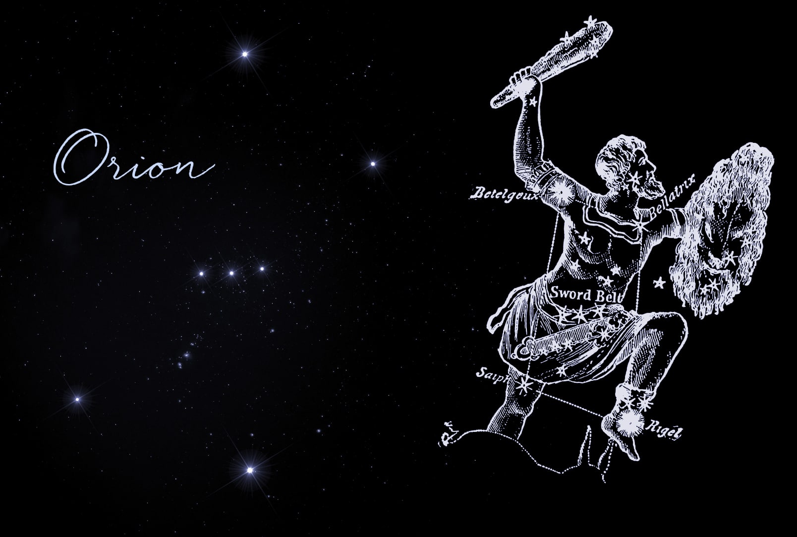 Orion is named after the Greek mythological hunter; born of Poseidon, god of the sea, and Euryale, a human princess.