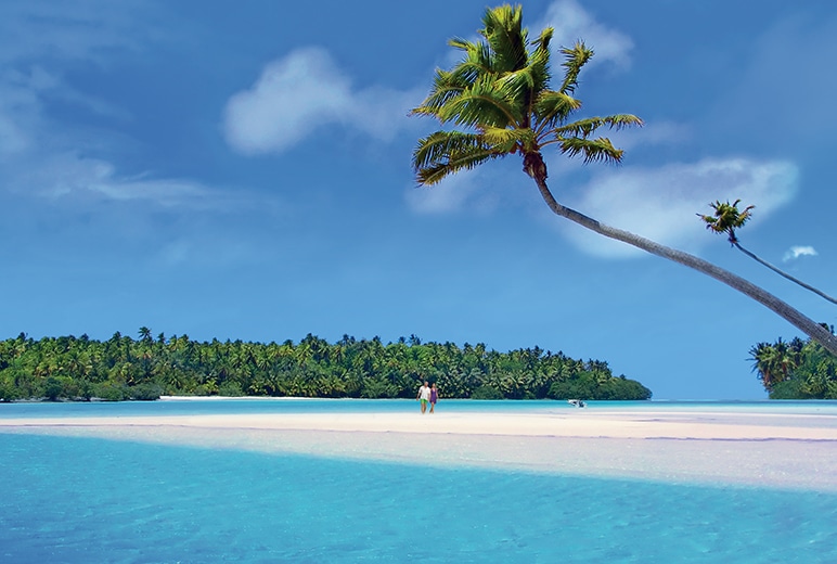 The Cook Islands are home to some of the world's clearest waters, with visibility of up to 195 feet. (Fun Fact: Here, no building is taller than a palm tree!).