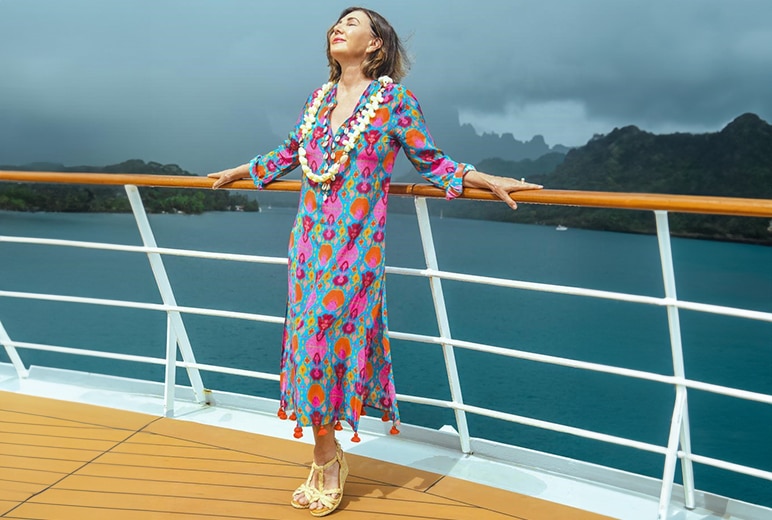 Suggested shipboard attire is easy and elegant with a dash of tropical