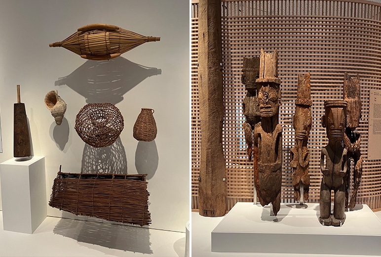 Historical carvings and artifacts at the Tahiti and Island’s Museum; Papeete