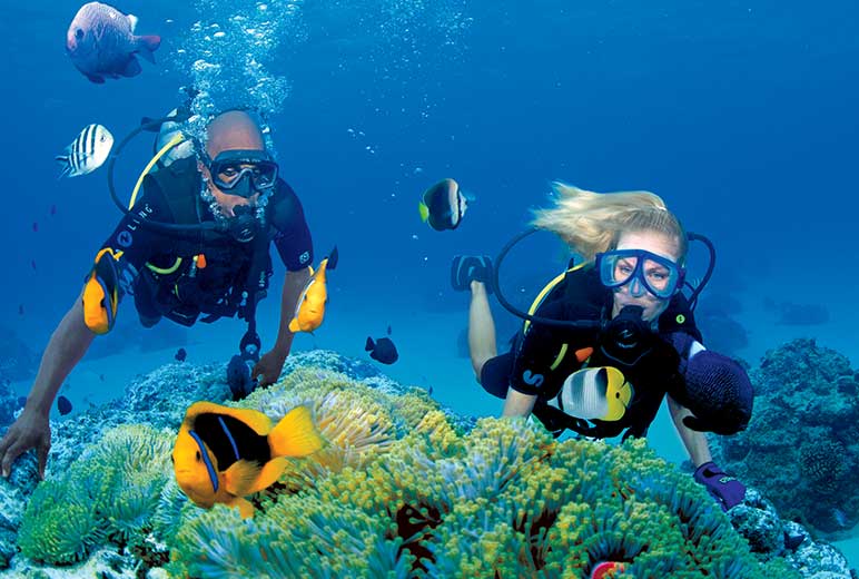 Guests traveling with Paul Gauguin Cruises can embark on optional SCUBA adventures throughout French Polynesia. Beginners can get their PADI certification on board, too.