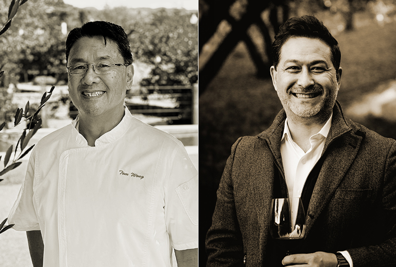 Pictured left to right: Hawaiian culinary expert Chef Tom Wong; Certified Sommelier Charlie Plummer.