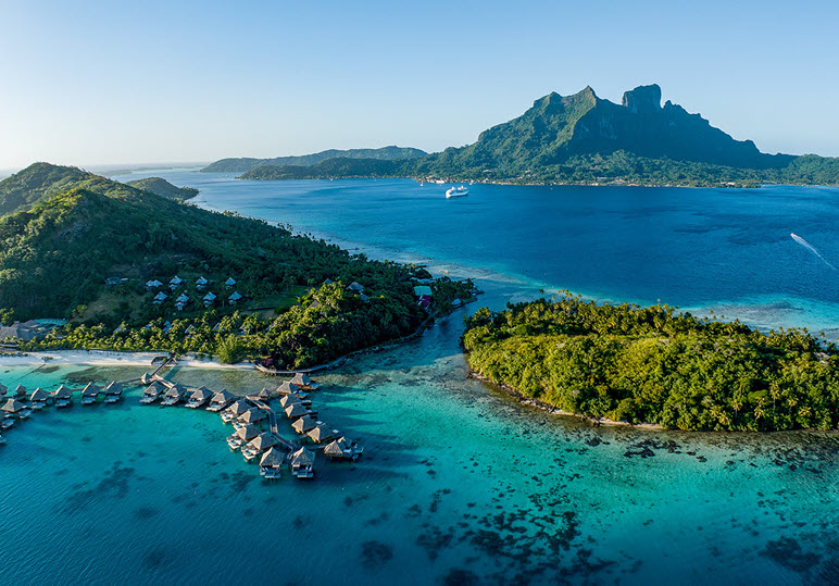 Bora Bora with overwater bungalows